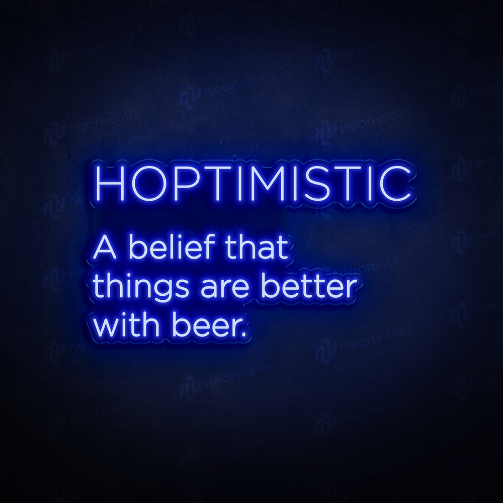 Hoptimistic neon sign