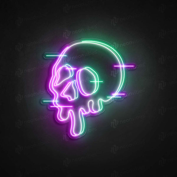 Glitching Skull neon sign - Neon Vibes® neon signs