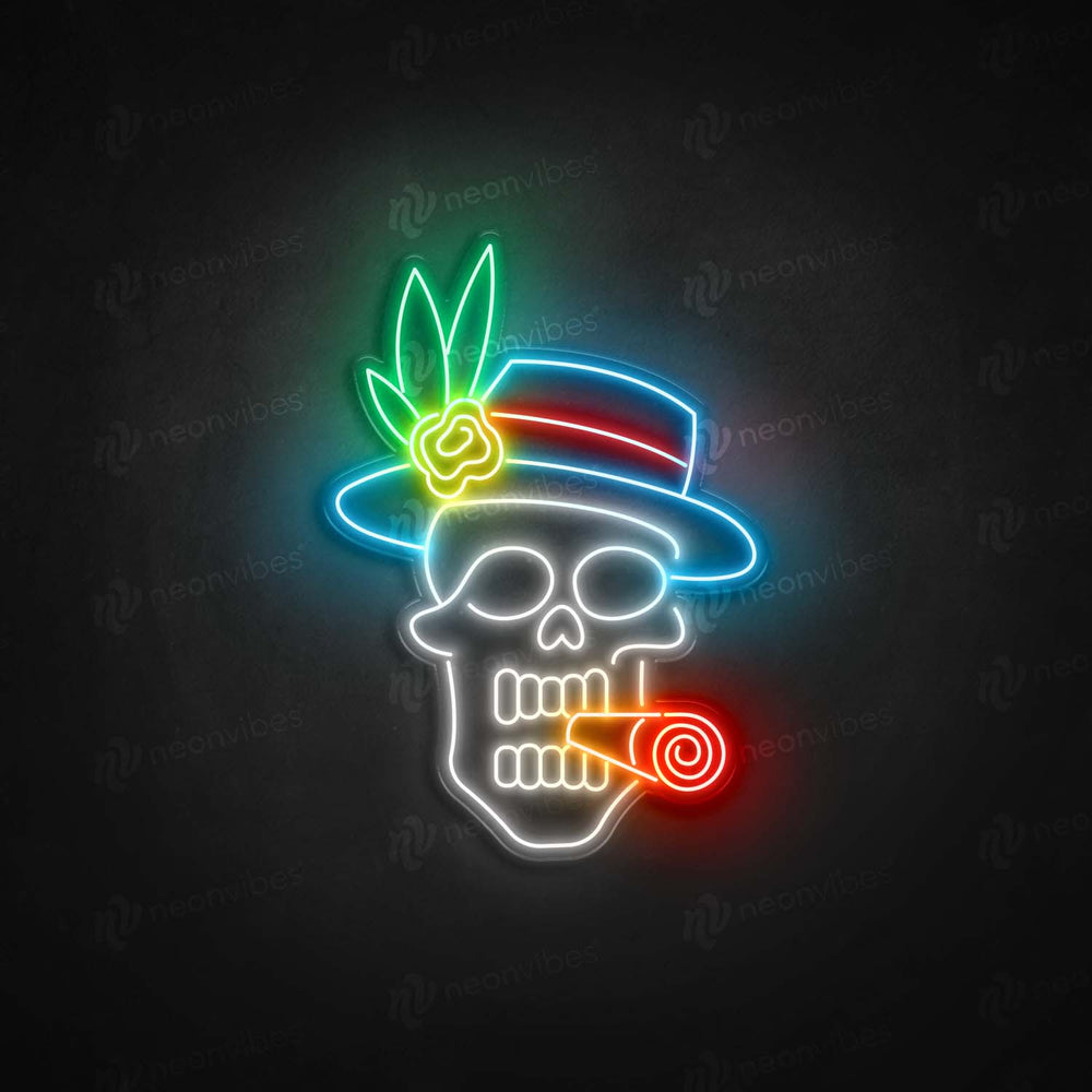 Skull with Cigar neon sign