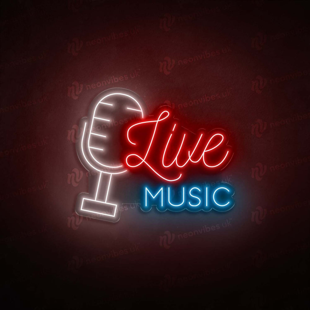 Live music neon sign