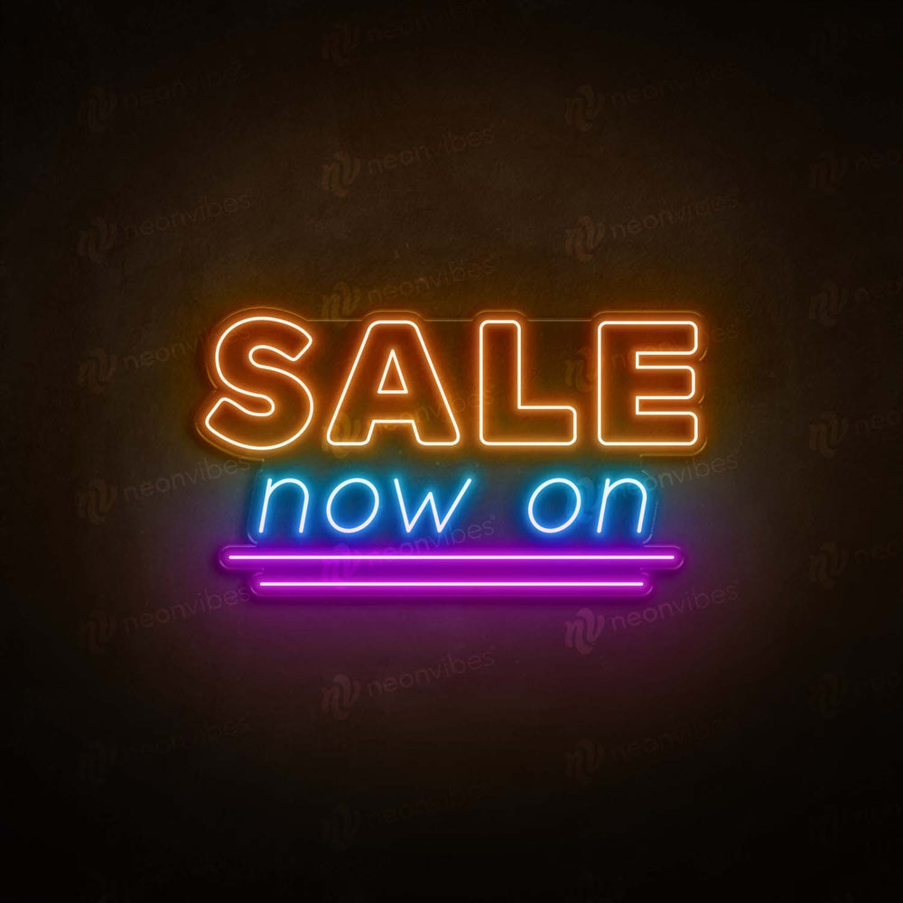 sale now on neon sign